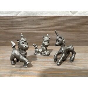 Vintage MINIATURE PEWTER ANIMAL FIGURINE LOT— Unicorn Horse